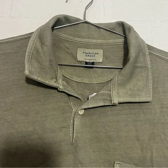 American Eagle Outfitters Mens Shirt Sage Green Polo Relaxed Fit Large NWT - Picture 3 of 7